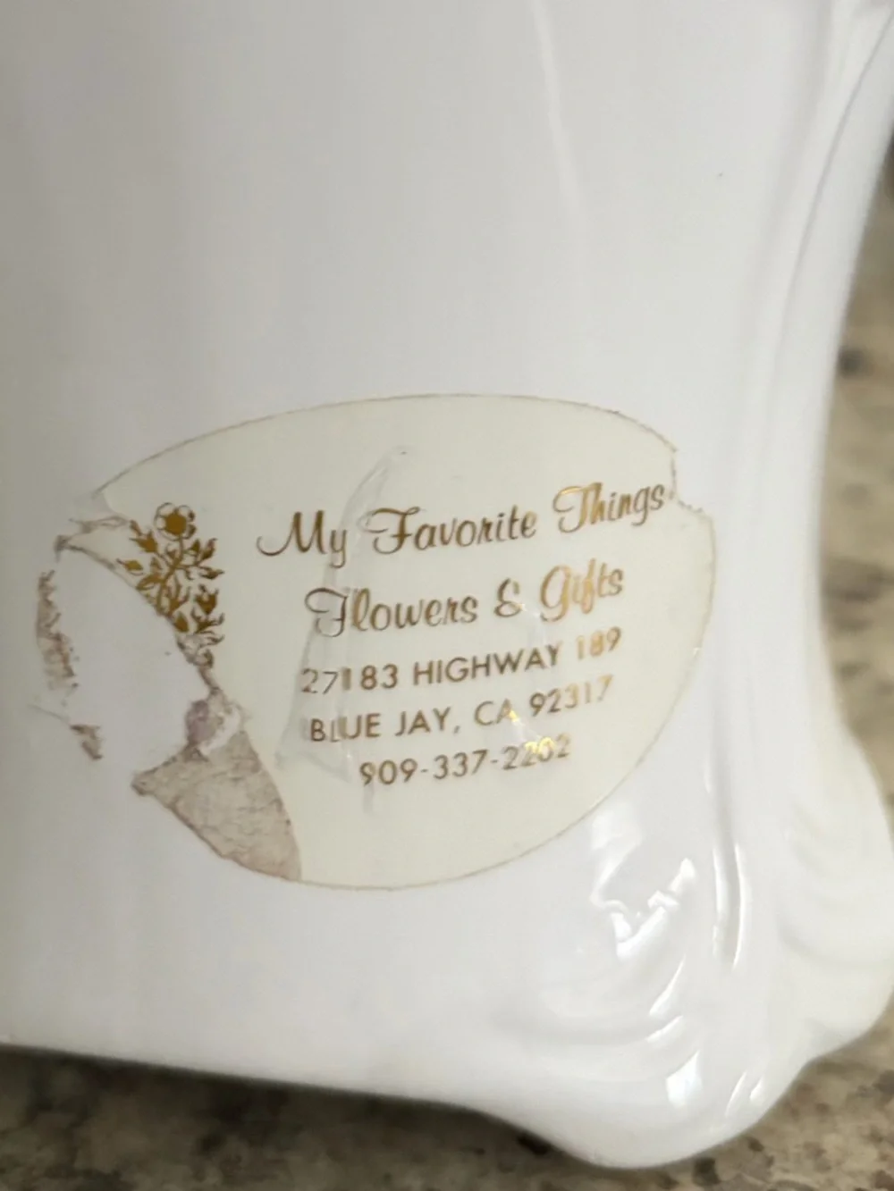 White Ceramic Floral Relief Vase - Home Accents